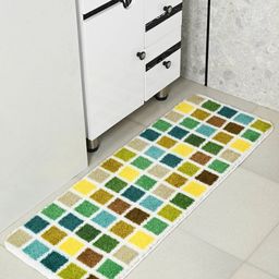 Saral Home Green & Blue Mosaic Print Anti Skid Runner-image-85