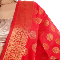 Way2Like Floral Woven Design Zari Banarasi Silk Dupatta image 4