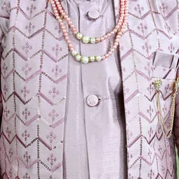 BT DEZINES Boys Zig Zag Sequined Embroidered Raw Silk Sherwani Set image 4