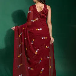 KALINI Floral Sequinned Poly Georgette Saree image 3
