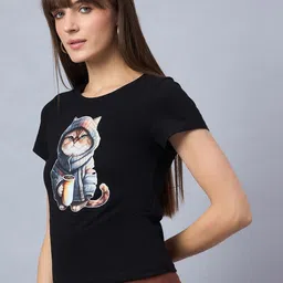 98 Degree North Women Graphic Printed Regular Fit Cotton T-shirt-image-75