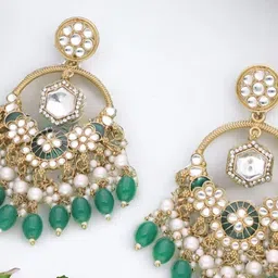 Anouk Gold-Plated Contemporary Chandbalis Artificial Stone Studded Earrings image 2