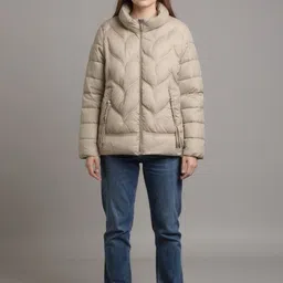 Mast & Harbour Women Mock Collar Solid Puffer Jacket image 4