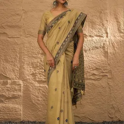 Anouk Ethnic Motifs Pure Linen Khadi Saree-picture-38