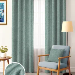 Nefertiti Home Sea Green 2 Pieces Textured Black Out Long Door Curtain-image-63