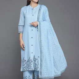 Libas Women Floral Embroidered Regular Thread Work Kurta with Trousers & Dupatta-image-39