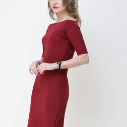 BAESD Solid Off Shoulder Sheath Dress image 5