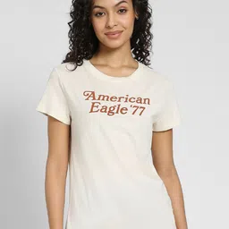 AMERICAN EAGLE OUTFITTERS Women Typography Printed Round Neck Cotton T-shirt-image-77