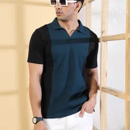 Rigo Colourblocked Polo Collar Cotton T-shirt-picture-42
