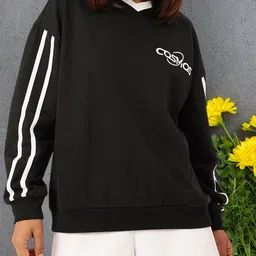 DressBerry Classic Vibe Striped & Embroidered Cotton Terry Relaxed Fit Sweatshirt-picture-35