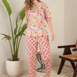 July Women Floral Print Top Pyjamas Pure CottonNight suit-image-9