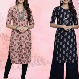 Ethnic basket Women Pack Of 2 Multicoloured Crepe Kurtas-image-24