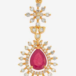 Kushal's Fashion Jewellery Gold-Plated Zircon Maang Tikka Head Jewellery image 3