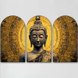Myntra Elegant Homes Gold-Toned Set of 3 Piece MDF Religious Wall Paintings image 4