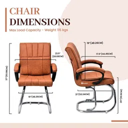 somraj Director Principal Manager Visitor/Study/Office Chair with Padded Arms Leatherette Office Arm Chair image 3