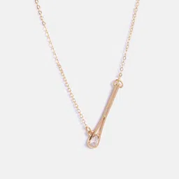MINUTIAE Gold-Plated & White Tilting Drop Crystal Pendant Necklace image 3