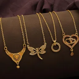 Anouk Brass Gold-Plated Chain Set Of 4-picture-14