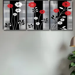 Myntra Elegant Homes Grey & White 3 Pieces Floral and BotanicalWall Paintings-picture-41