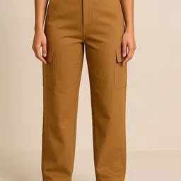 NU CLOTHS Women Relaxed High-Rise Cargos-image-32