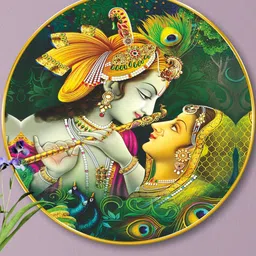 Livin'luxe Gold-toned & Green Wall Hallway Round Portrait Painting Wall Art 23 " x 23 " image 4