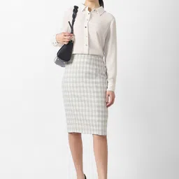Van Heusen Woman Checked Straight Knee Length Skirt image 4
