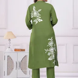 ZELA Floral Printed Mandarin Collar A-Line Kurta With Palazzos image 4