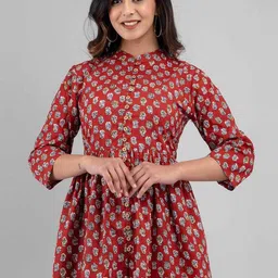 Rangun Women Floral Printed Anarkali Kurti-image-4