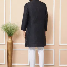 See Designs Floral Woven Design Mandarin Collar Regular Straight Kurta & Pyjama image 2