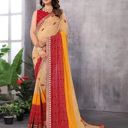 Lookmark Bandhani Printed Gotta Patti Pure Georgette Saree image 2