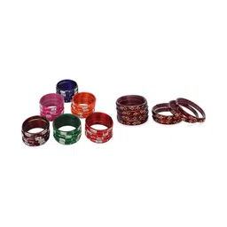 SOMIL Set Of 32 Artificial Stones Studded & Beaded Bangles-picture-21