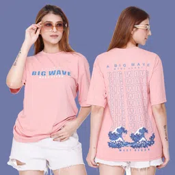 White Moon Women Typography Printed Round Neck Oversized T-shirt-image-34