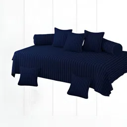 WELLNEST Set Of 8 Blue Striped Diwan Set image 1