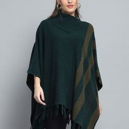 Monte Carlo Women Self Design High Neck Kimono Sleeve Poncho Sweaters-image-64