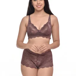 samvar Women Green,Maroon Net Bra Panty Set for Lingerie Set Undergarments Pack of 2 image 4