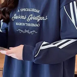 stylecast x revolte Navy Blue Typography Round Neck Sweatshirt image 5