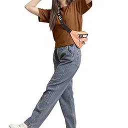 NOTWILD Women Solid Round Neck Cotton Relaxed Fit T-shirt image 4