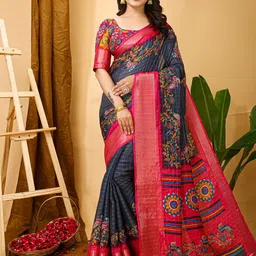 HERE&NOW Floral Zari Art Silk Banarasi Saree-picture-12