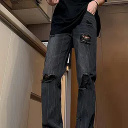 StyleCast Men Cotton Straight Fit Mildly Distressed Light Fade Jeans-image-39