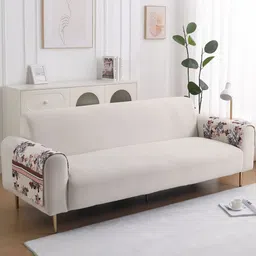 HOKIPO LiefNest Beige 2 Pieces Printed Holland Velvet Sofa Arm Cover with Foam Filling-picture-10