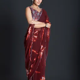 A.V.M Prints Tie and Dye Embelished Beads and Stones Saree image 2