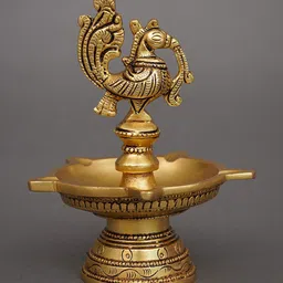 JAYPORE Deshna Diya Brass Antique Pooja Essentials image 1