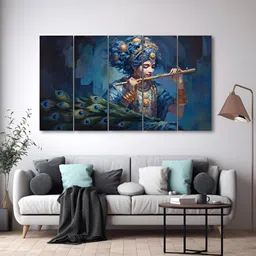 The Castle Decor Blue & Green 5 Piece Wood Other Wall Paintings-picture-17