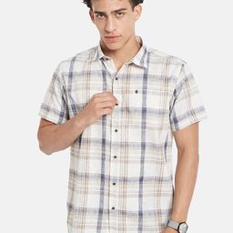 METTLE Men Tartan Checked Spread Collar Cotton Casual Shirt-picture-28