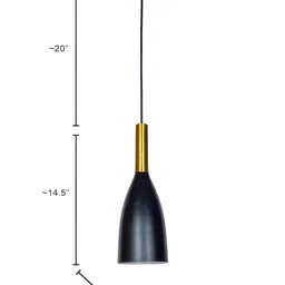 Fos Lighting Black & Gold-Toned Bottle Pendant Modern Ceiling Lamp image 4