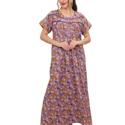 Ms.Lingies Women Floral Printed Maxi Nightdress-image-6