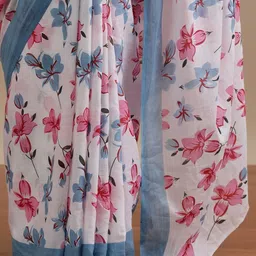 Vanedik Floral Pure Cotton Bagru Saree image 3