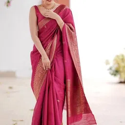 CaniBani Woven Design Zari Silk Blend Banarasi Saree-picture-25