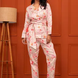 SAADGEE Printed Pure Cotton Coat With Trousers Co-Ords-picture-20