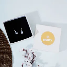 Bishty Fashion Stainless Steel Silver-Plated CZ Studded Contemporary Drop Earrings-picture-19
