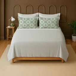 MAYFAIR HOMES LONDON White Pure Cotton 120 TC Super King -Bedsheet Set 2.74m X 2.74 m-picture-21